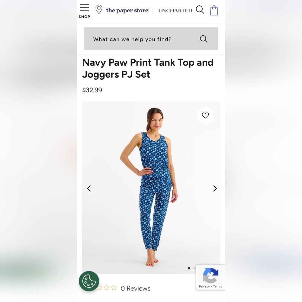 Navy Paw Print Tank Top and Joggers PJ Set